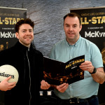 Football Team of the Year category sponsor Connor McGirr, Sallys of Omagh is pictured with Gaelic Life's Michael McMullan