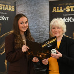 Ulster Camogie Chair, Deirdre McGrath is pictured with Ellen Turbett at the launch of this year's All-Stars