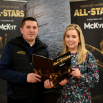 Ciaran Murphy of Murphy's Gaelic Gloves checks out the details of this year's event with Catherine Cassidy, Gaelic Life